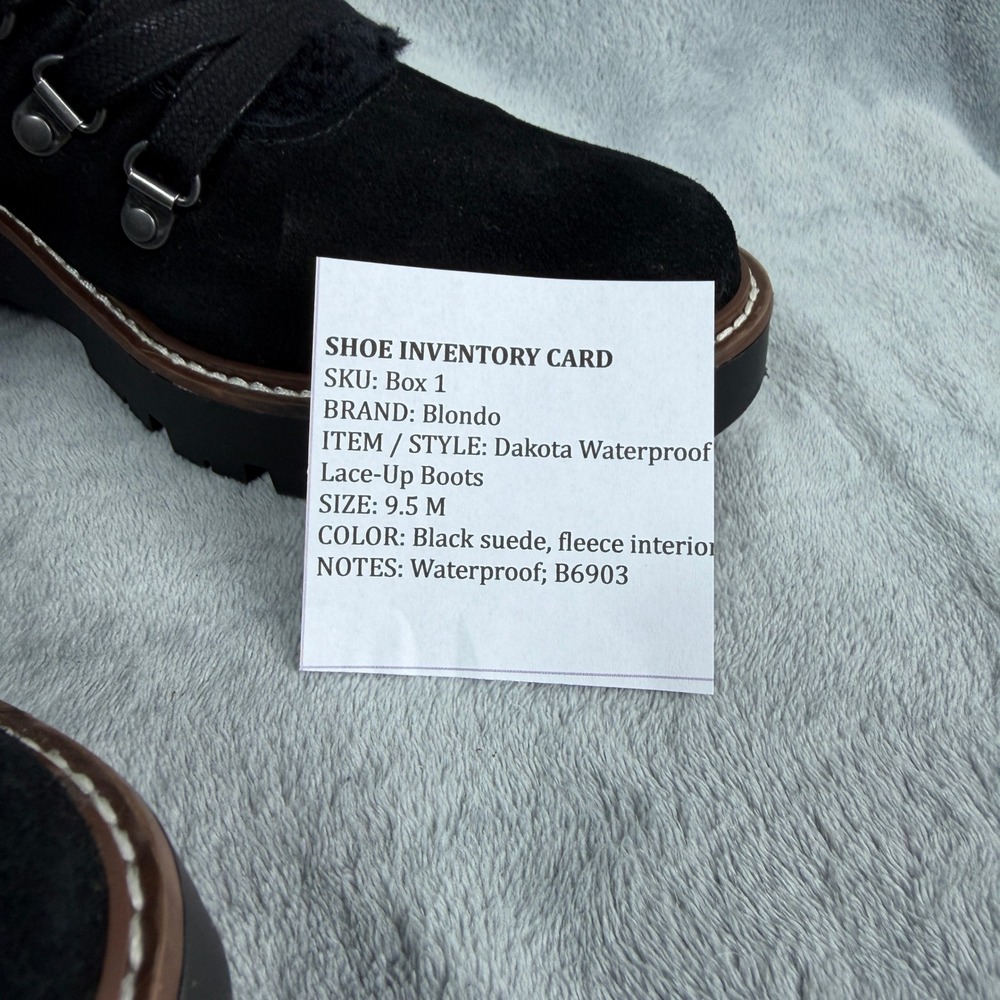 Blondo Womens 9.5 Black Dakota Waterproof Suede Lace-Up Lug Sole Boots Gorpcore